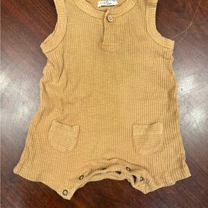 Sleeveless Ribbed One-Piece Bodysuit in Tan - Kids